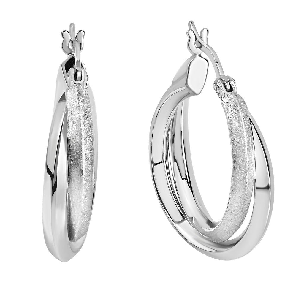 Creolen 925/- Sterling Silber rhodiniert glanz/matt
