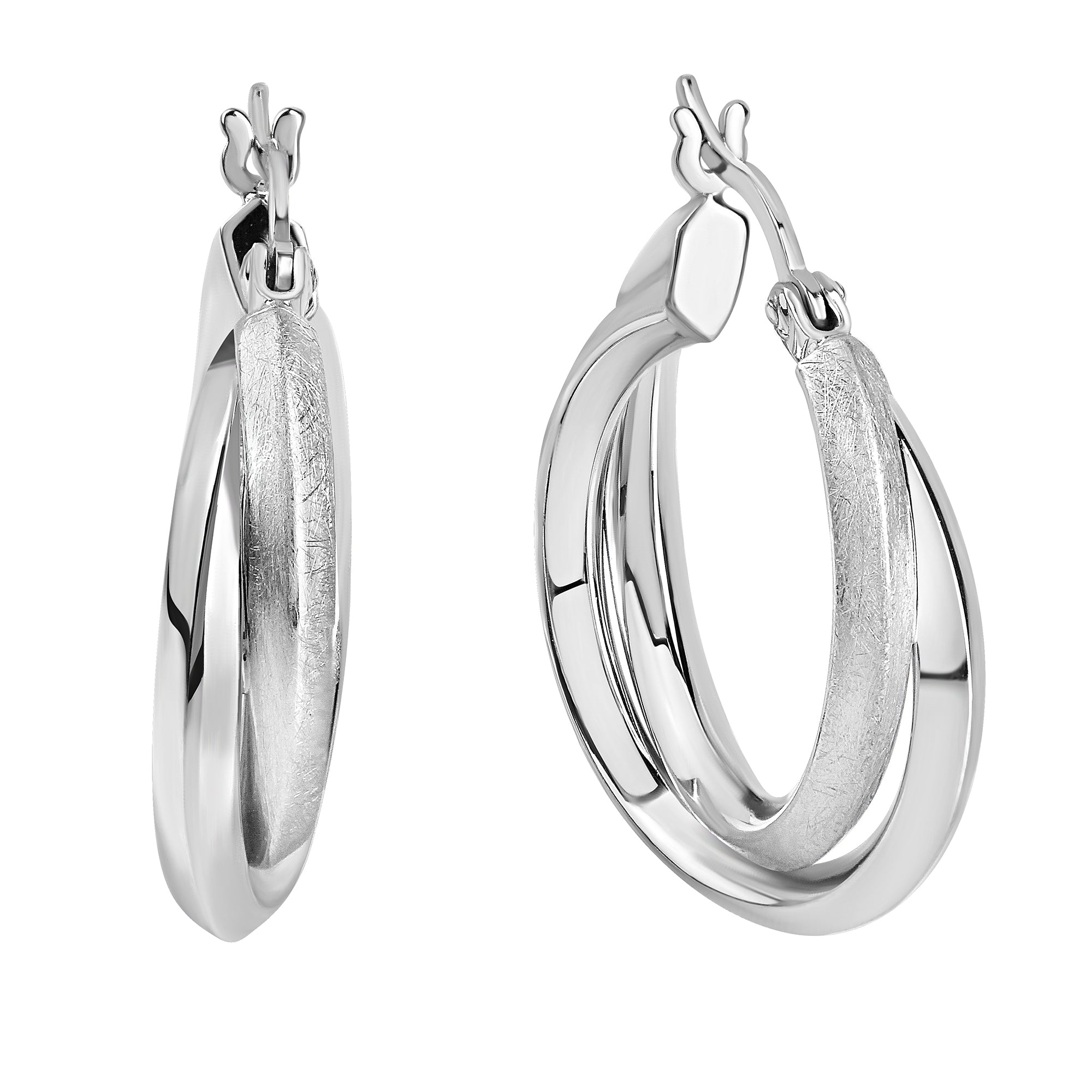 Creolen 925/- Sterling Silber rhodiniert glanz/matt