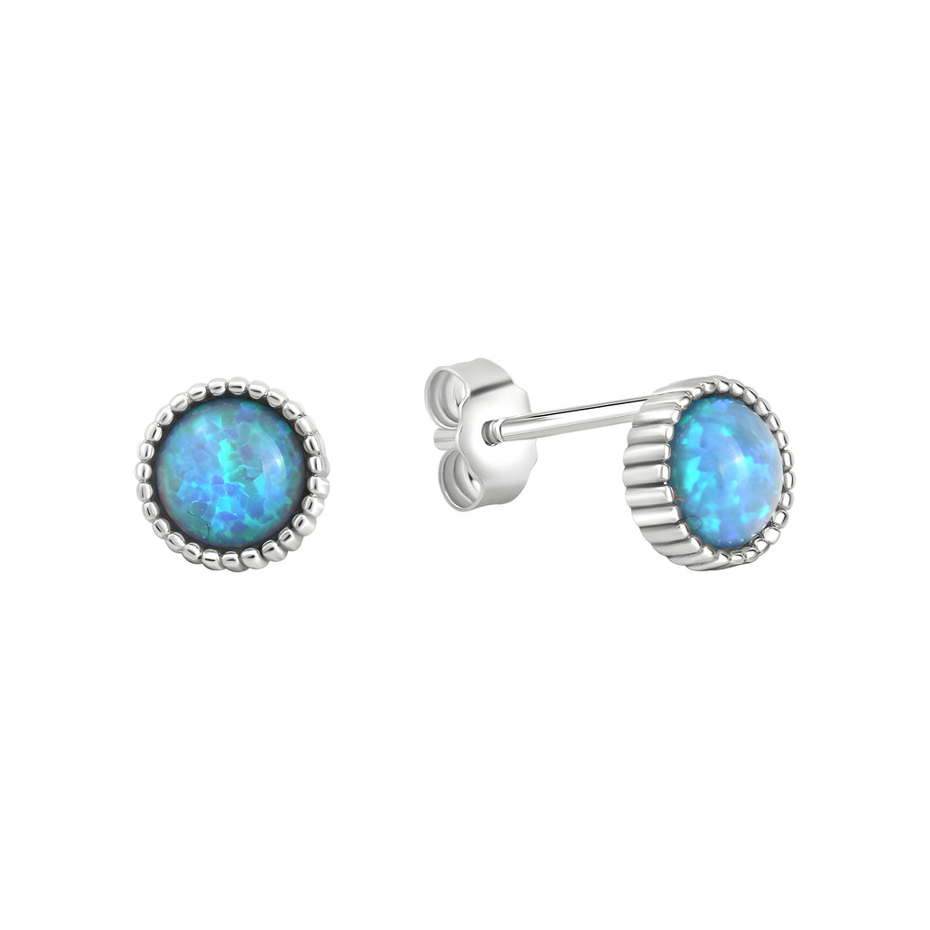 Ohrstecker 925/- Sterling Silber rhodiniert synth. Opal blau