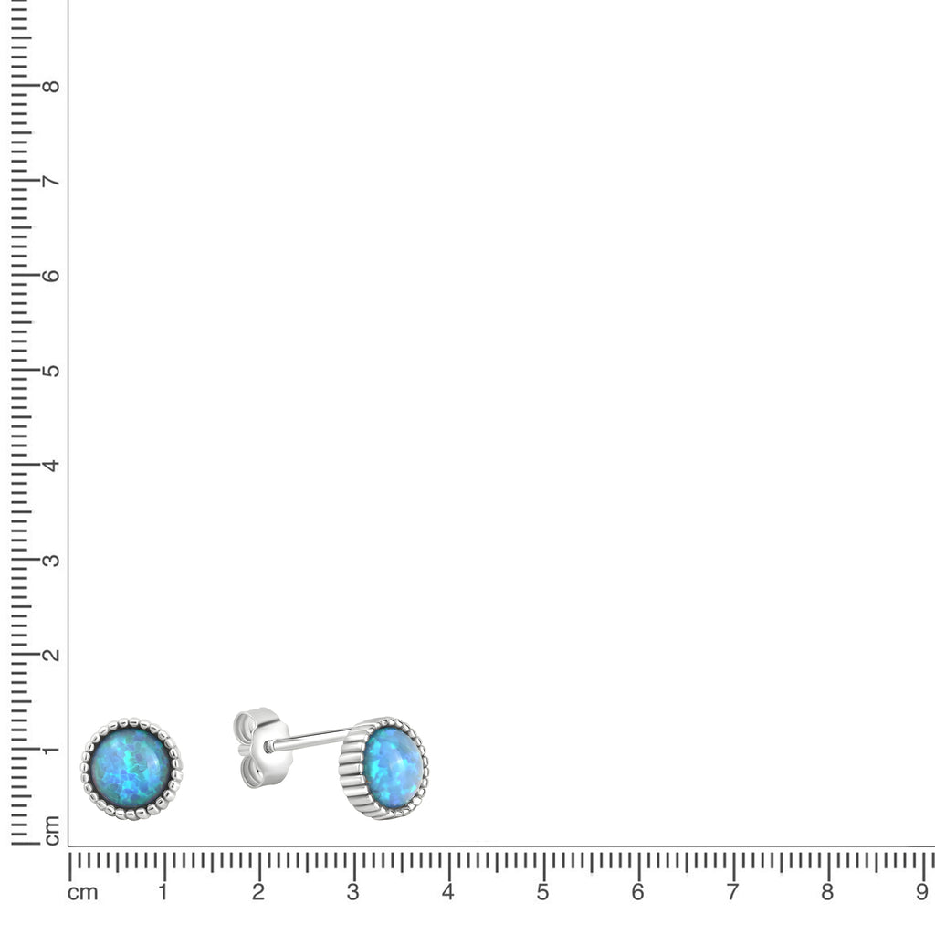 Ohrstecker 925/- Sterling Silber rhodiniert synth. Opal blau