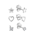 Ohrstecker 925/- Sterling Silber rhodiniert 3-teiliges Set