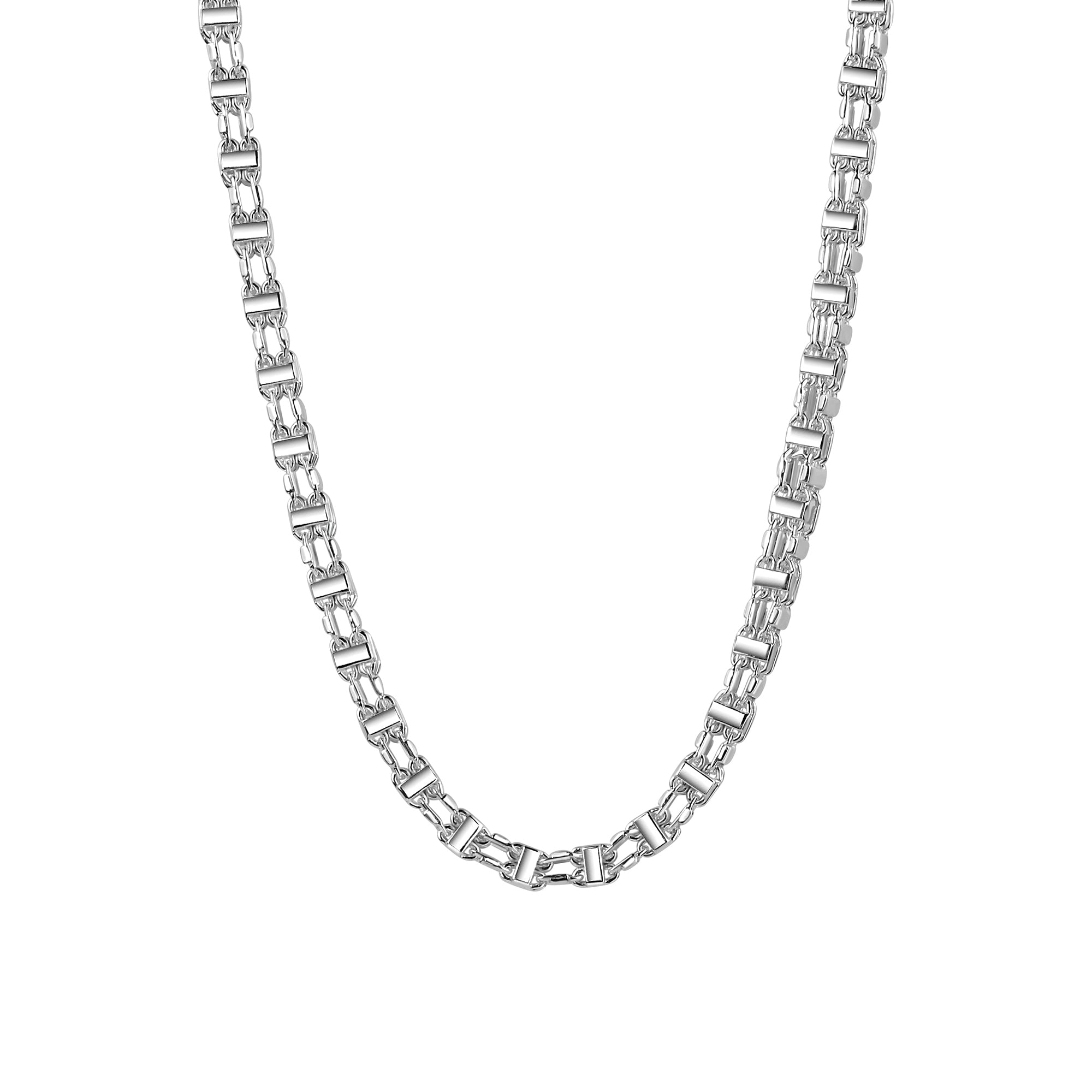 Kette 925/- Sterling Silber weiß Käfigkette 4 mm 55 cm