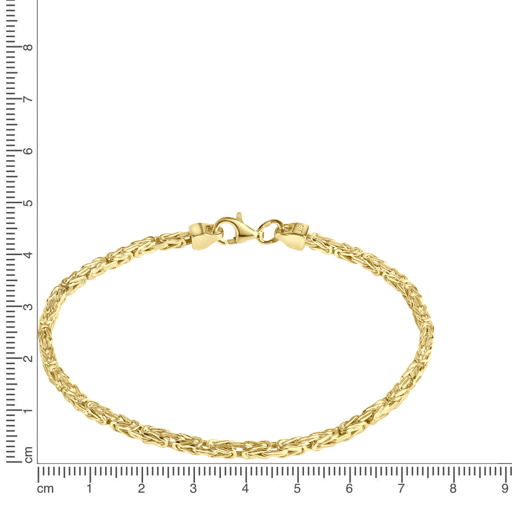Armband 925/- Sterling Silber vergoldet Königskette 4x4mm 19cm