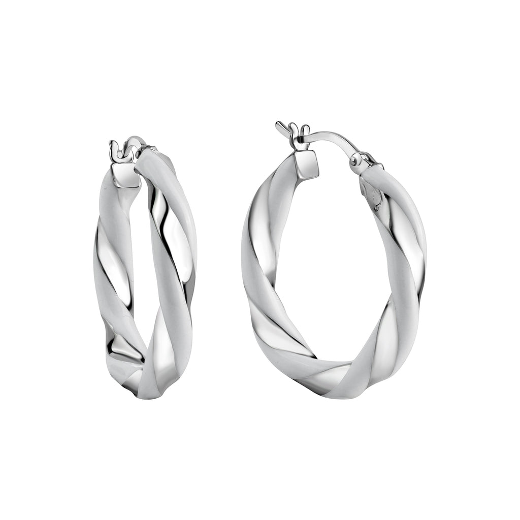 Creolen 925/- Sterling Silber rhodiniert weißer Lack 27mm