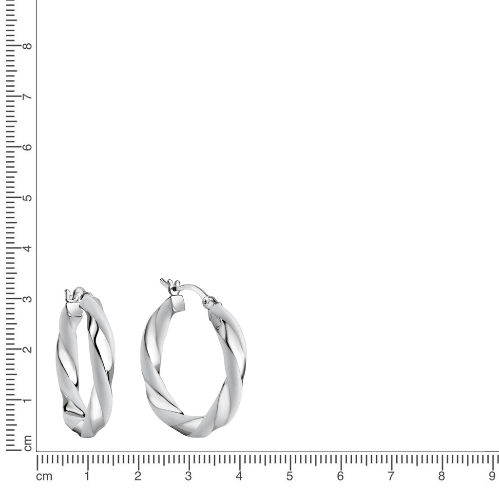 Creolen 925/- Sterling Silber rhodiniert weißer Lack 27mm