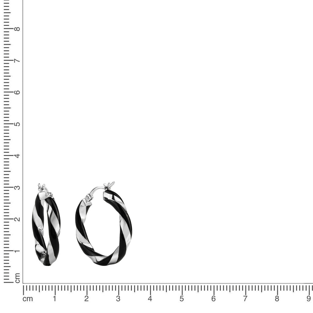 Creolen 925/- Sterling Silber rhodiniert schwarzer Lack 27mm