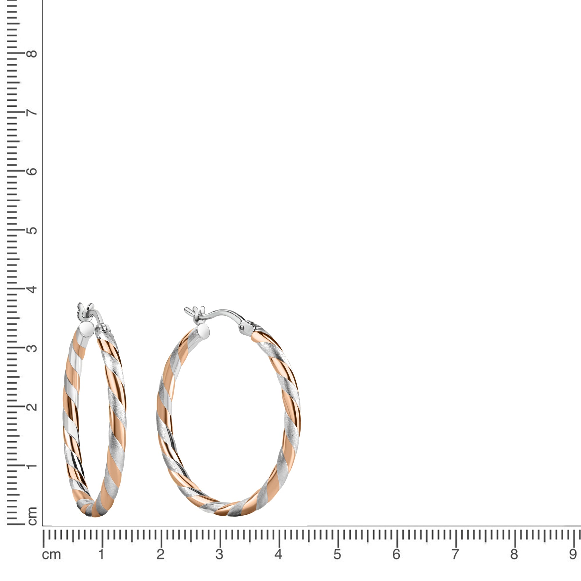 Creolen 925/- Sterling Silber rhodiniert teils rosé vergoldet 30mm 2,5mm