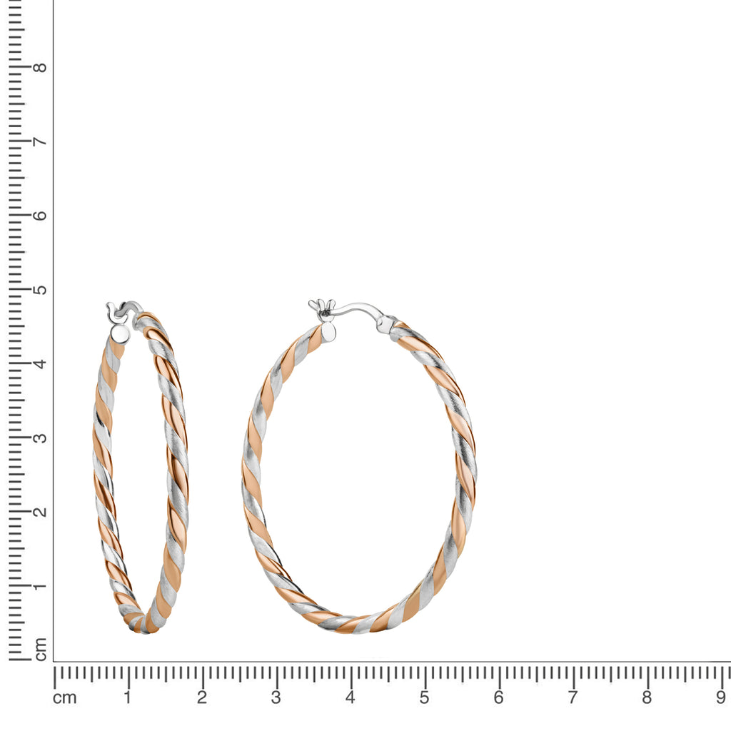 Creolen 925/- Sterling Silber rhodiniert teils rosé vergoldet 40mm 2,5mm