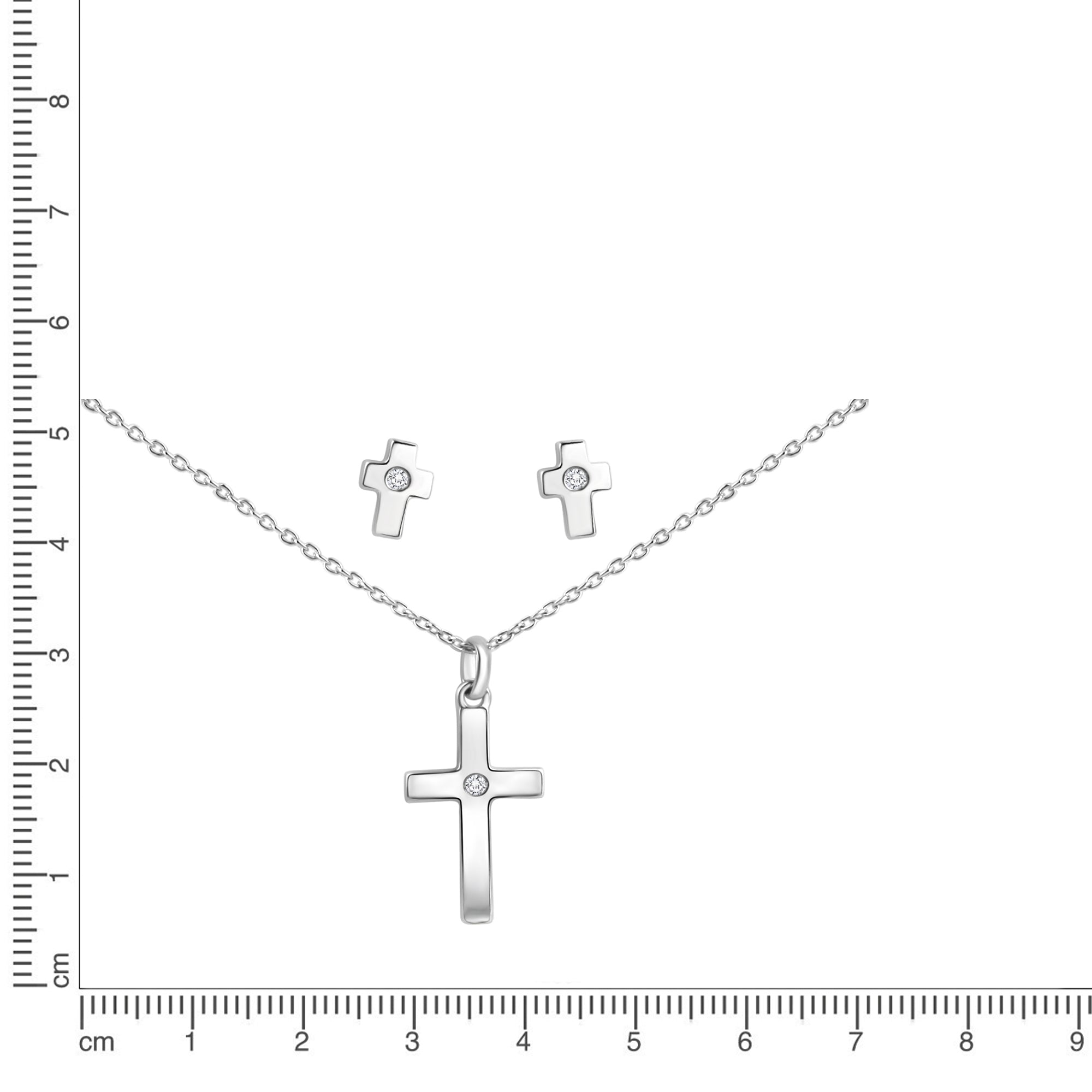 Set Anhänger/Kette und Ohrstecker 925/- Sterling Silber rhodiniert 3-teiliges Set