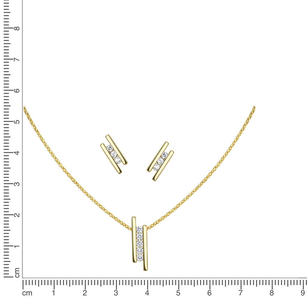 Set Anhänger/Kette und Ohrstecker 925/- Sterling Silber vergoldet Zirkonia