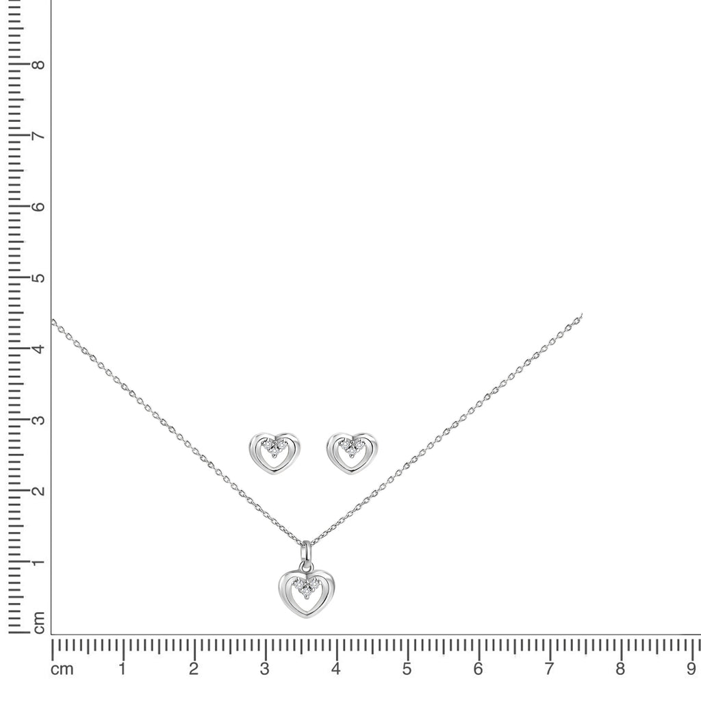 Set Anhänger/Kette und Ohrstecker 925/- Sterling Silber rhodiniert Zirkonia