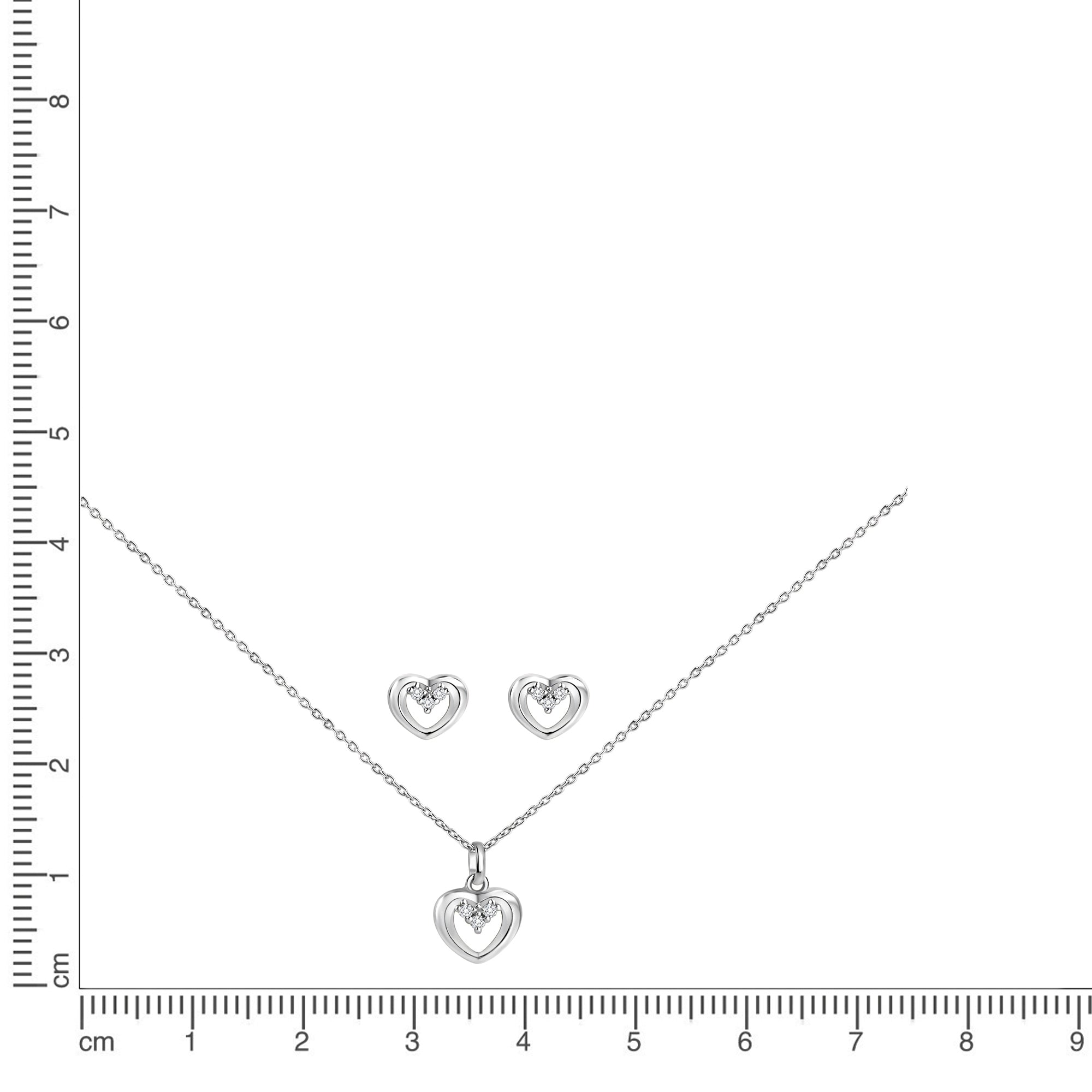 Set Anhänger/Kette und Ohrstecker 925/- Sterling Silber rhodiniert Zirkonia