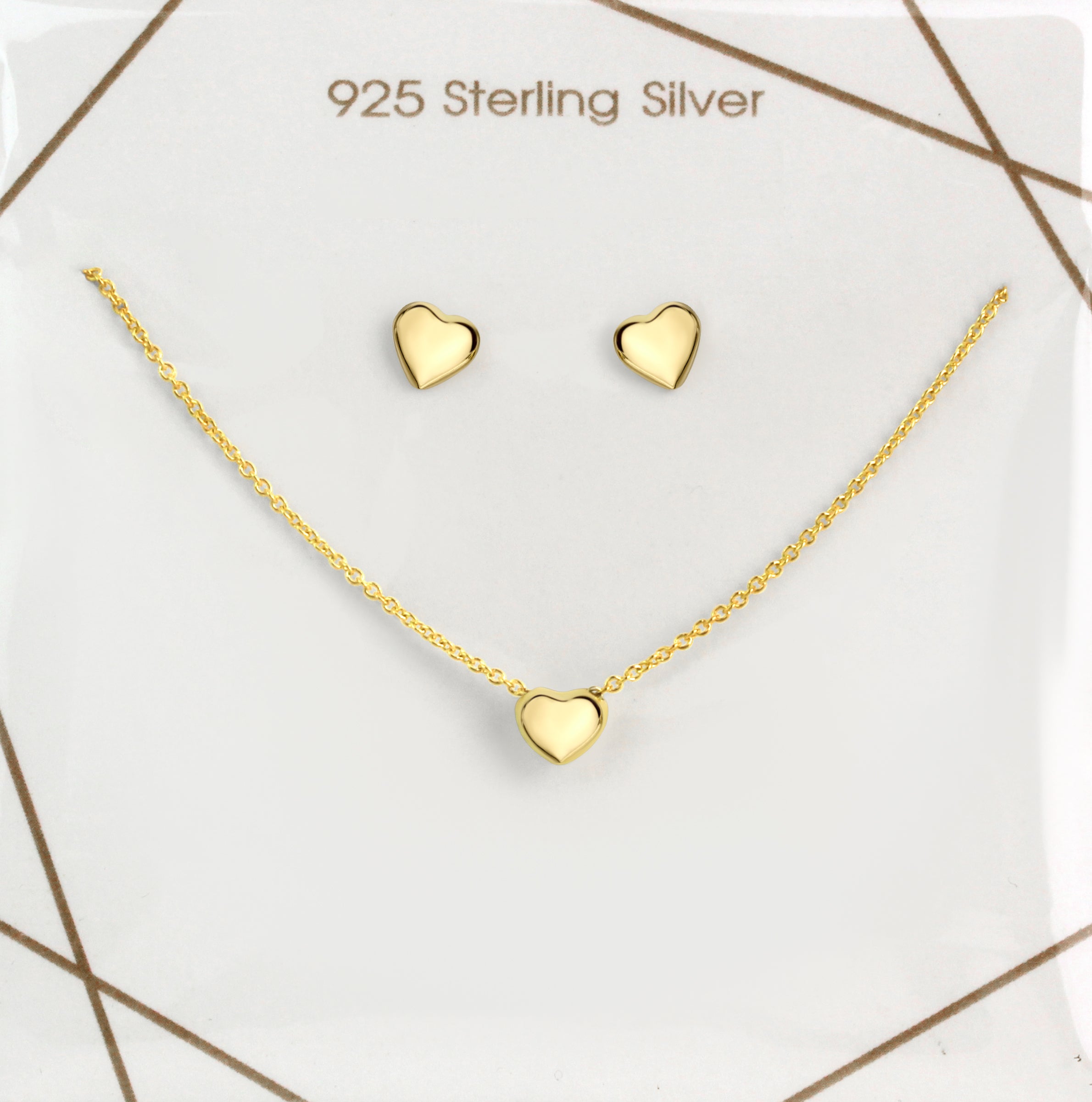 Set Anhänger/Kette und Ohrstecker 925/- Sterling Silber vergoldet Herz