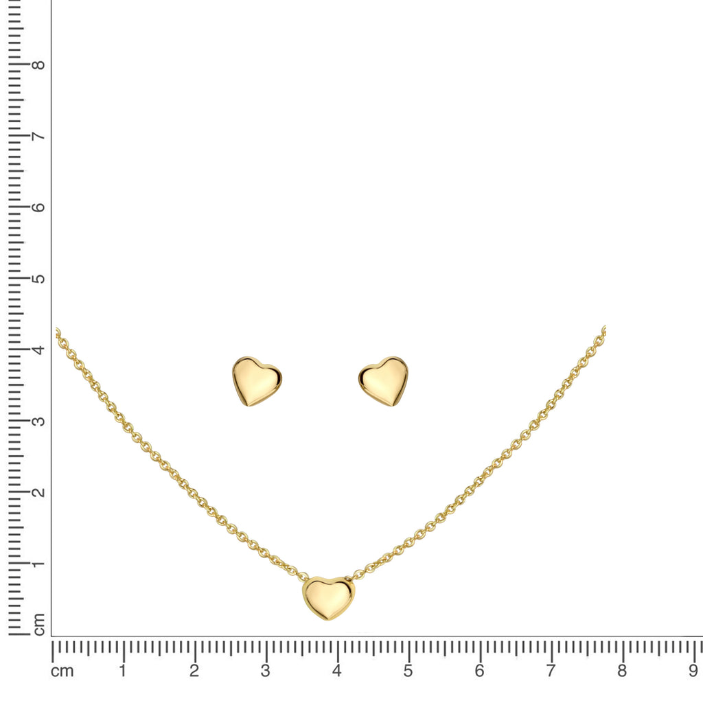Set Anhänger/Kette und Ohrstecker 925/- Sterling Silber vergoldet Herz