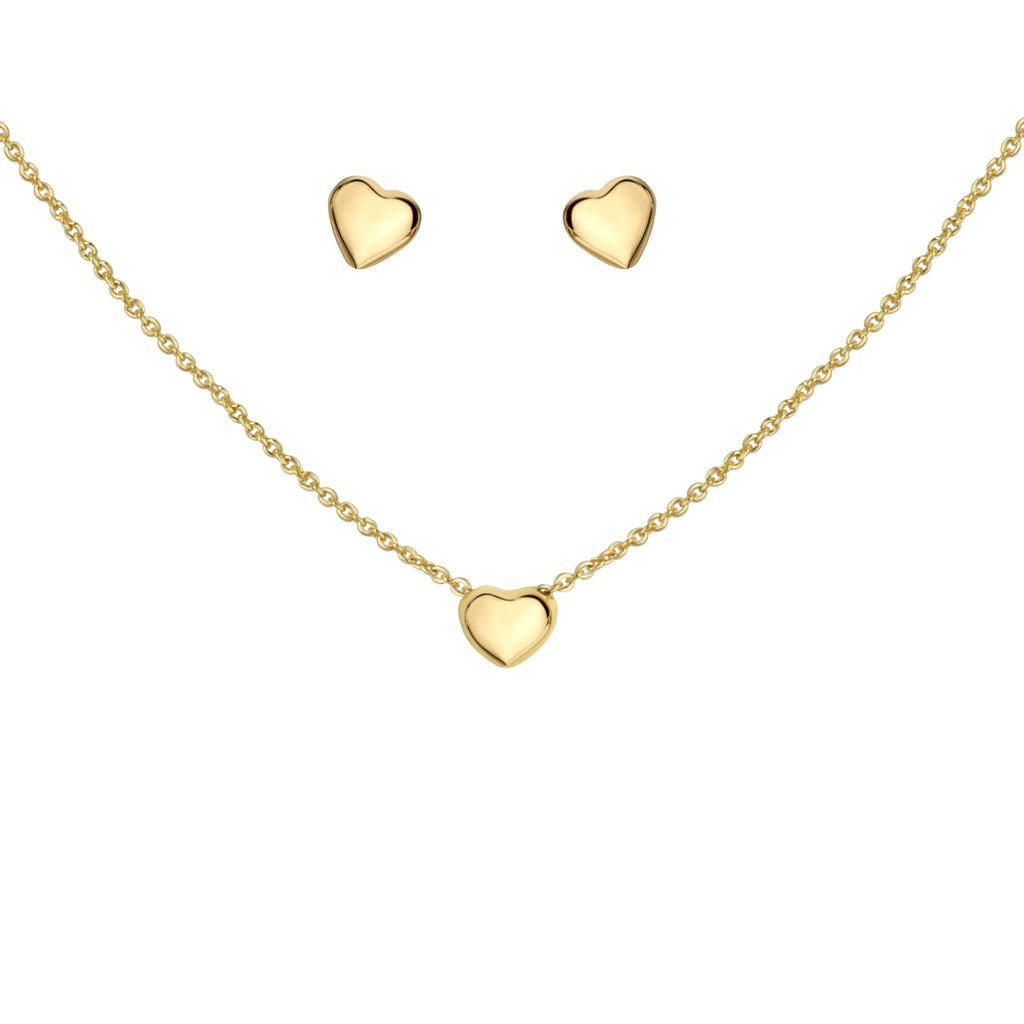 Set Anhänger/Kette und Ohrstecker 925/- Sterling Silber vergoldet Herz