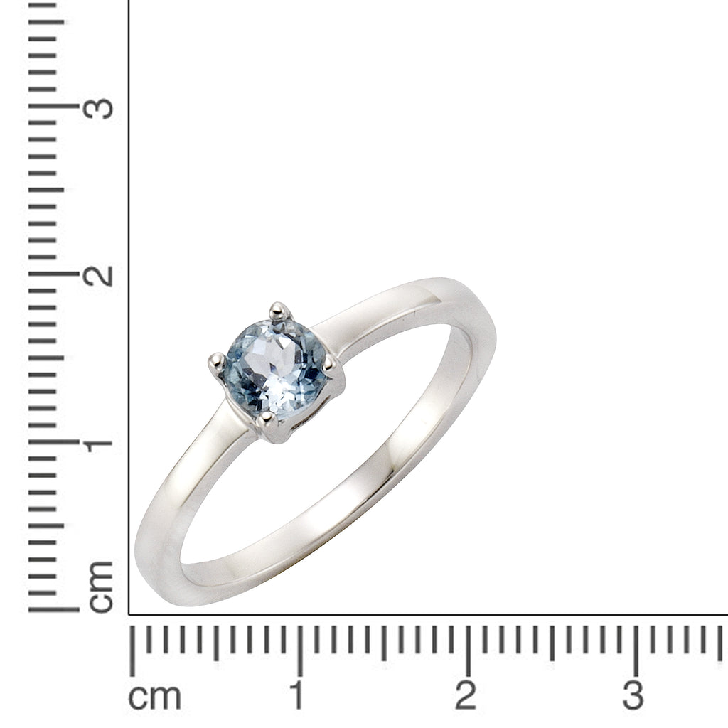 Ring Silber 925 rhodiniert mit Blautopas (beh.) 5mm