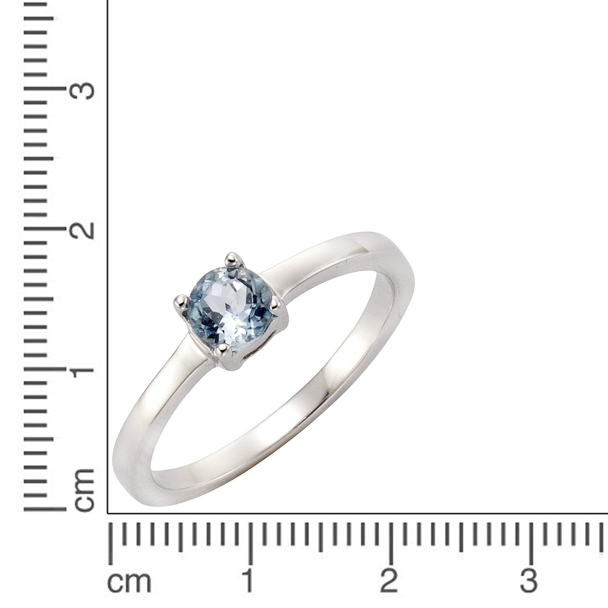 Ring Silber 925 rhodiniert mit Blautopas (beh.) 5mm