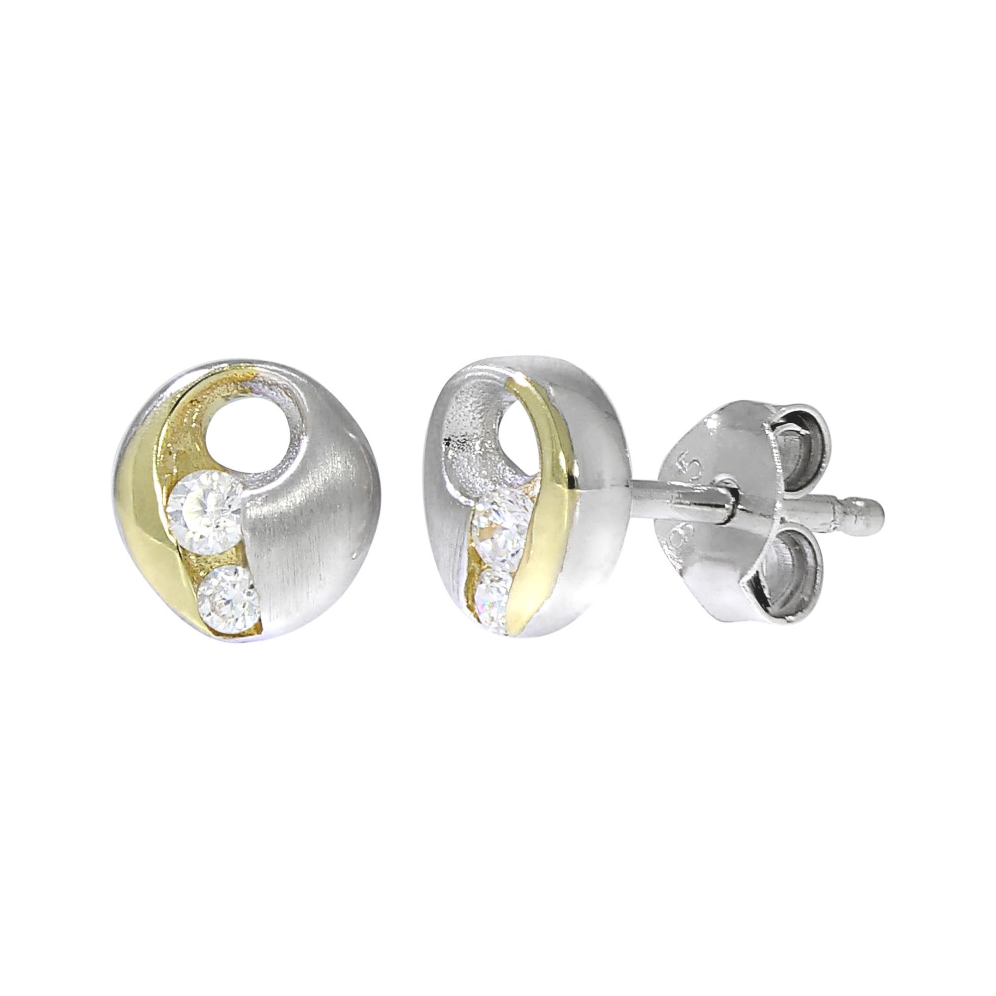 Ohrstecker 925 Silber zweifarbig Zirkonia