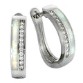 Creolen 925 Sterling Silber rhodiniert synth. Opal