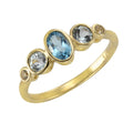 Ring 375/- Gelbgold mit Blautopas/Weißtopas