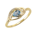 Ring 375/- Gelbgold mit Blautopas/Zirkonia