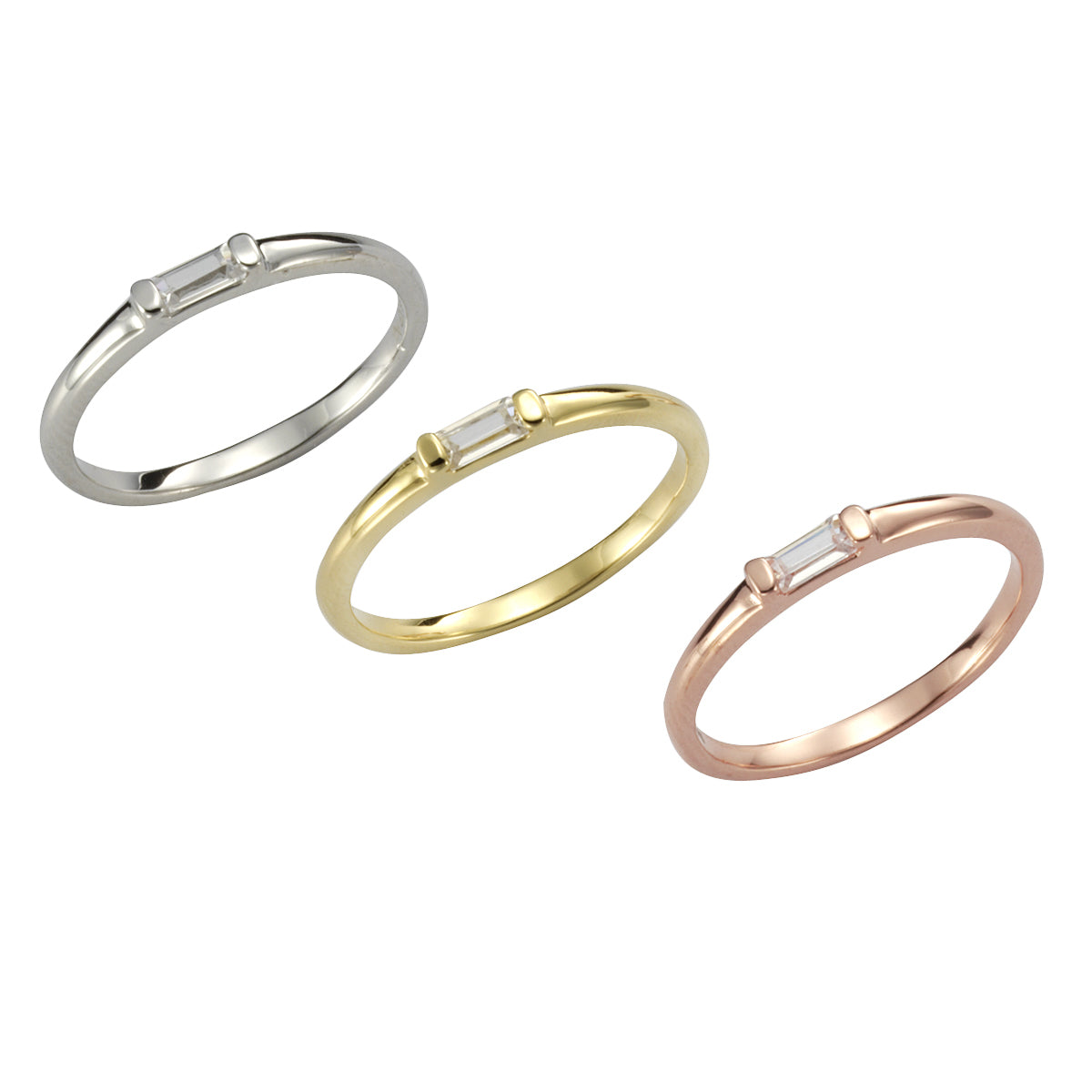 Ring Set 925 Silber dreifarbig Zirkonia weiß