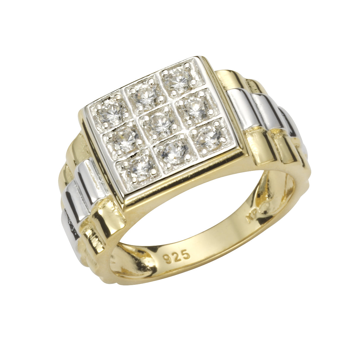 Ring 925 Silber zweifarbig Zirkonia weiß