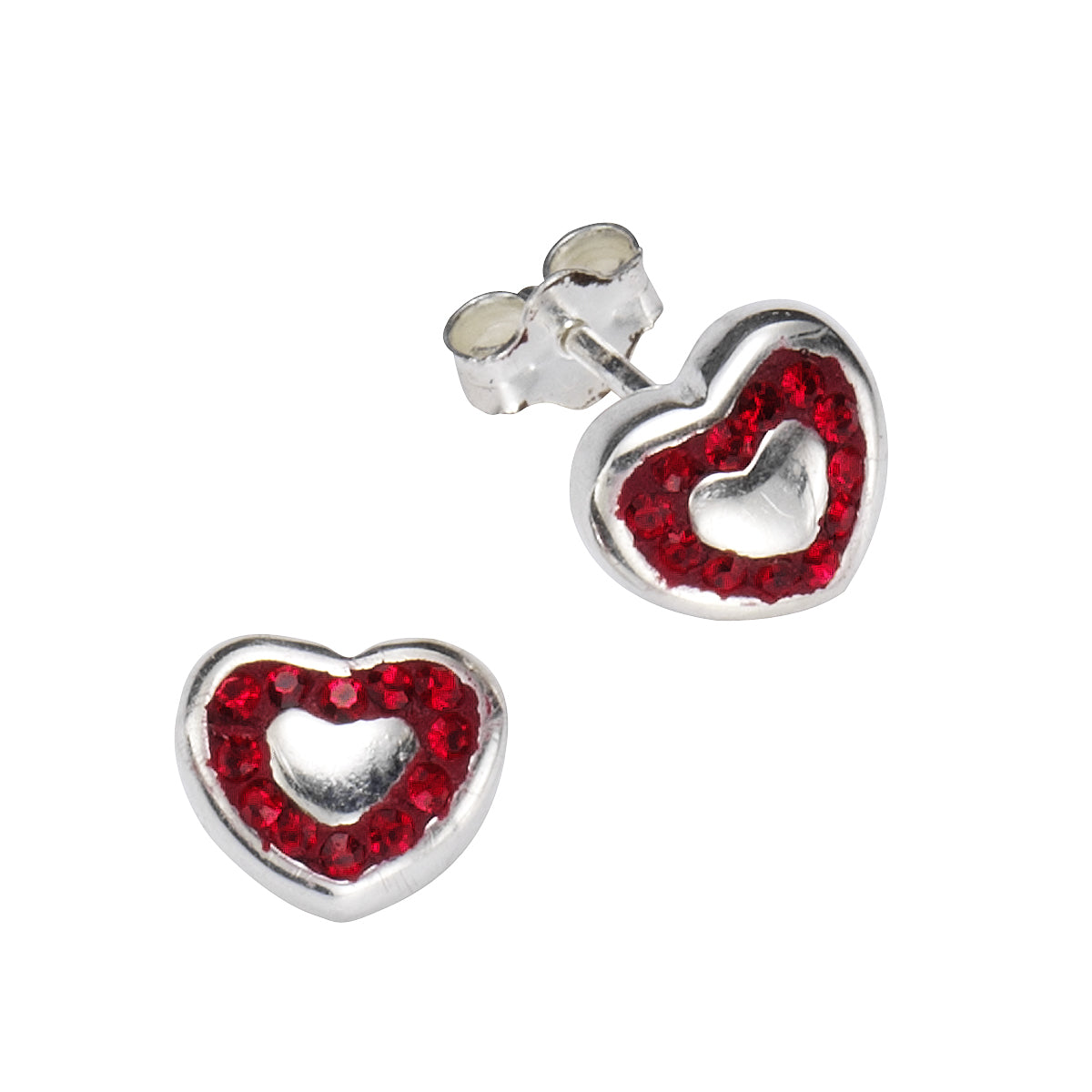 Ohrstecker 925/- Sterling Silber Herz Kristall