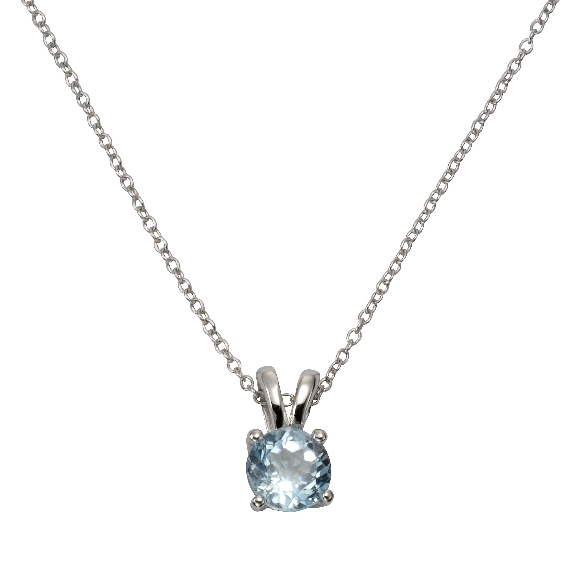 Halskette Silber 925 rhodiniert 42+3cm mit Blautopas (beh.)