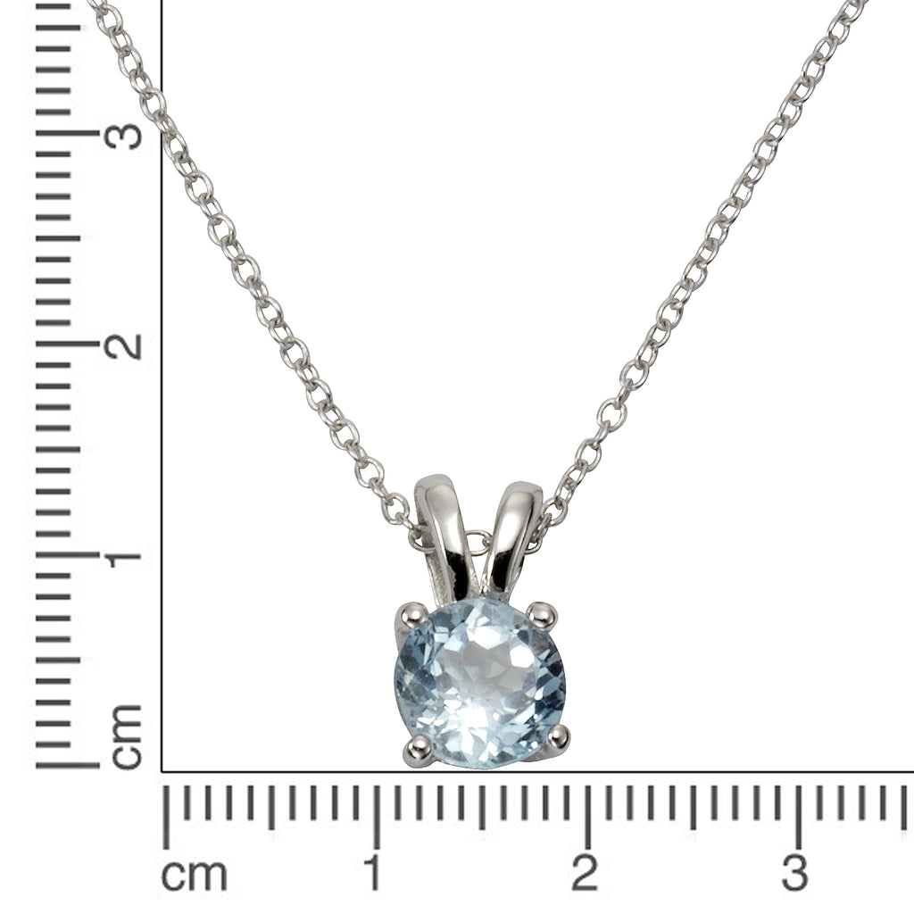 Halskette Silber 925 rhodiniert 42+3cm mit Blautopas (beh.)