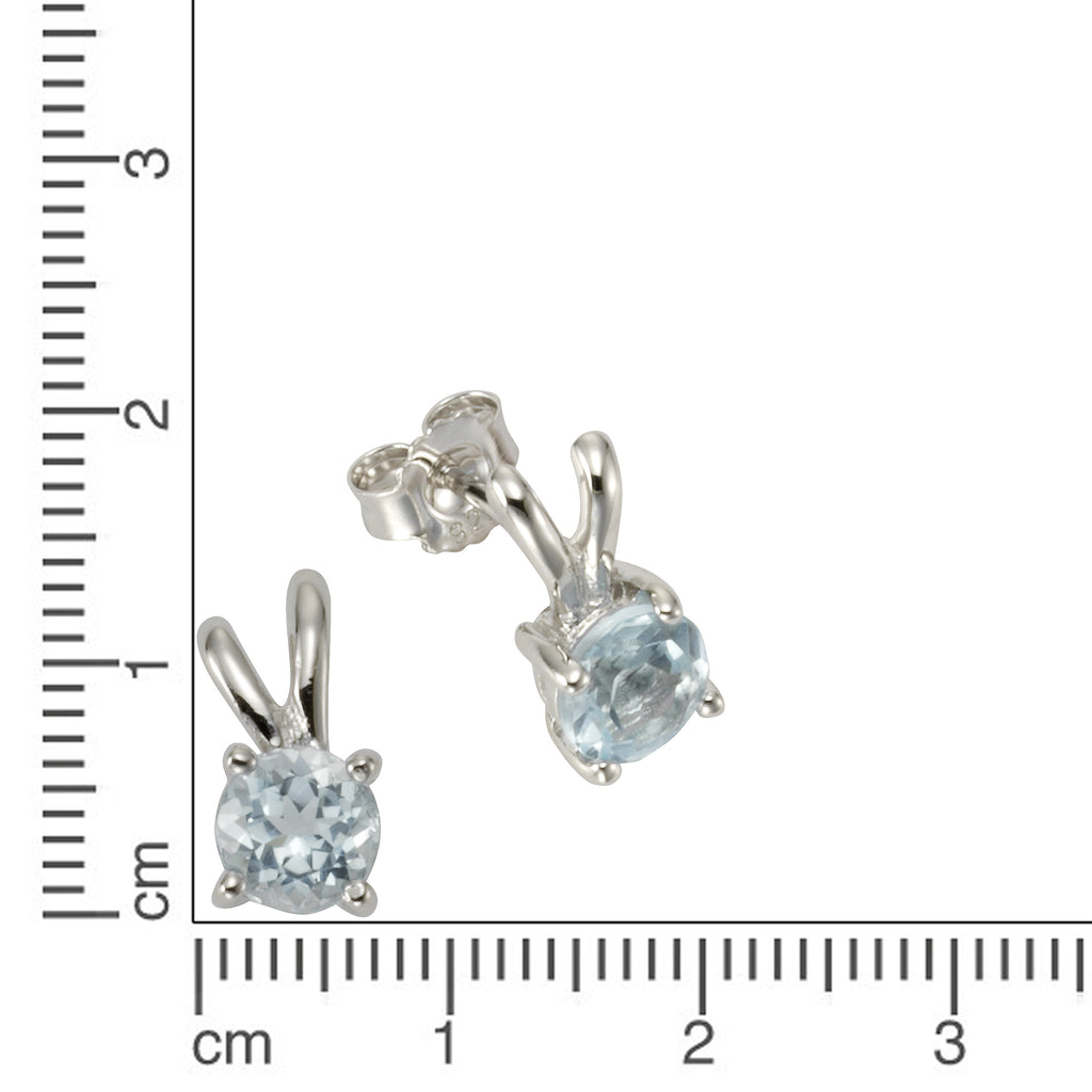 Ohrringe Silber 925 rhodiniert mit 2x Blautopas (beh.) 6mm
