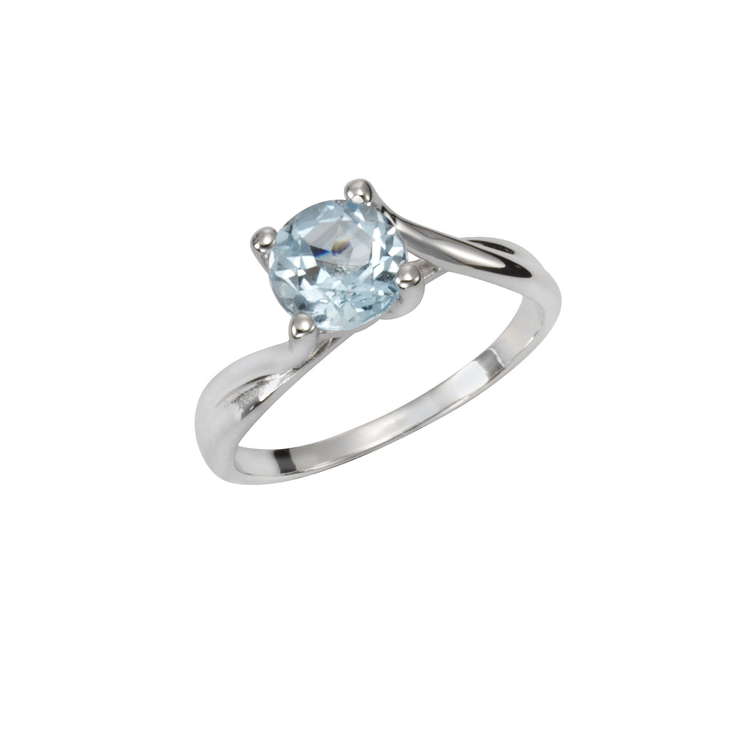 Ring Silber 925 rhodiniert mit Blautopas (beh.) 7mm