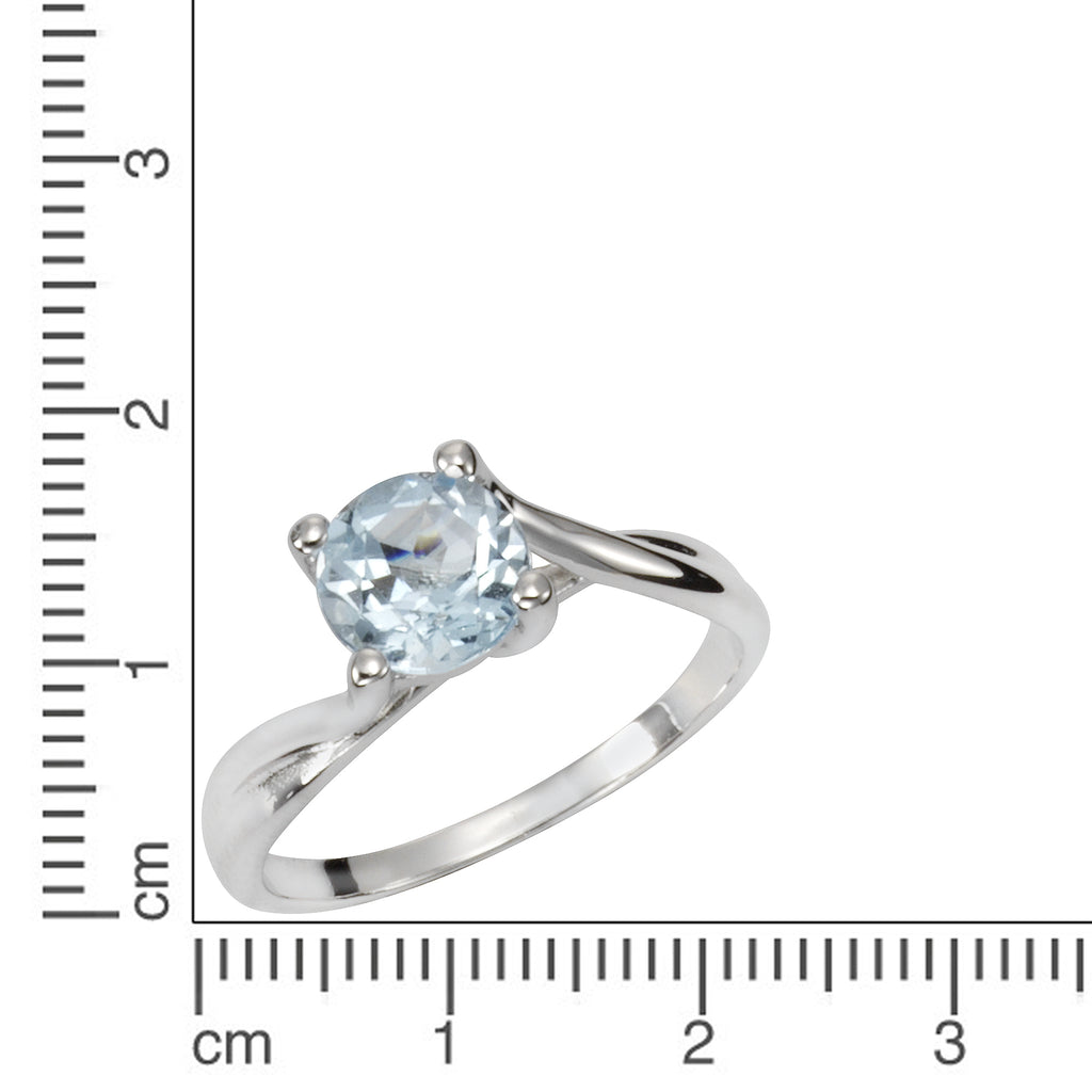 Ring Silber 925 rhodiniert mit Blautopas (beh.) 7mm