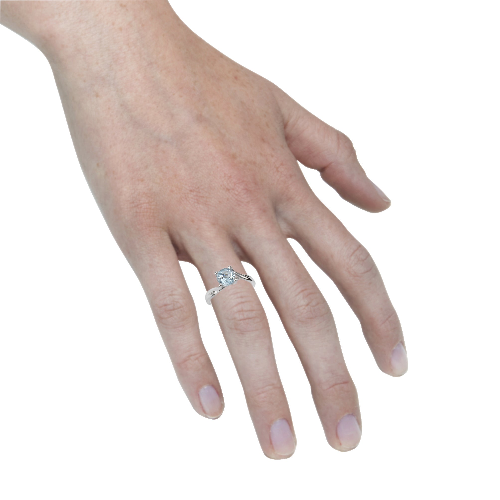 Ring Silber 925 rhodiniert mit Blautopas (beh.) 7mm