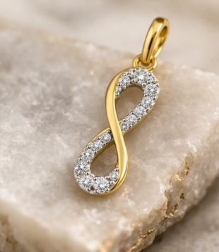 Anhänger 333 Gelbgold bicolor Zirkonia Infinity