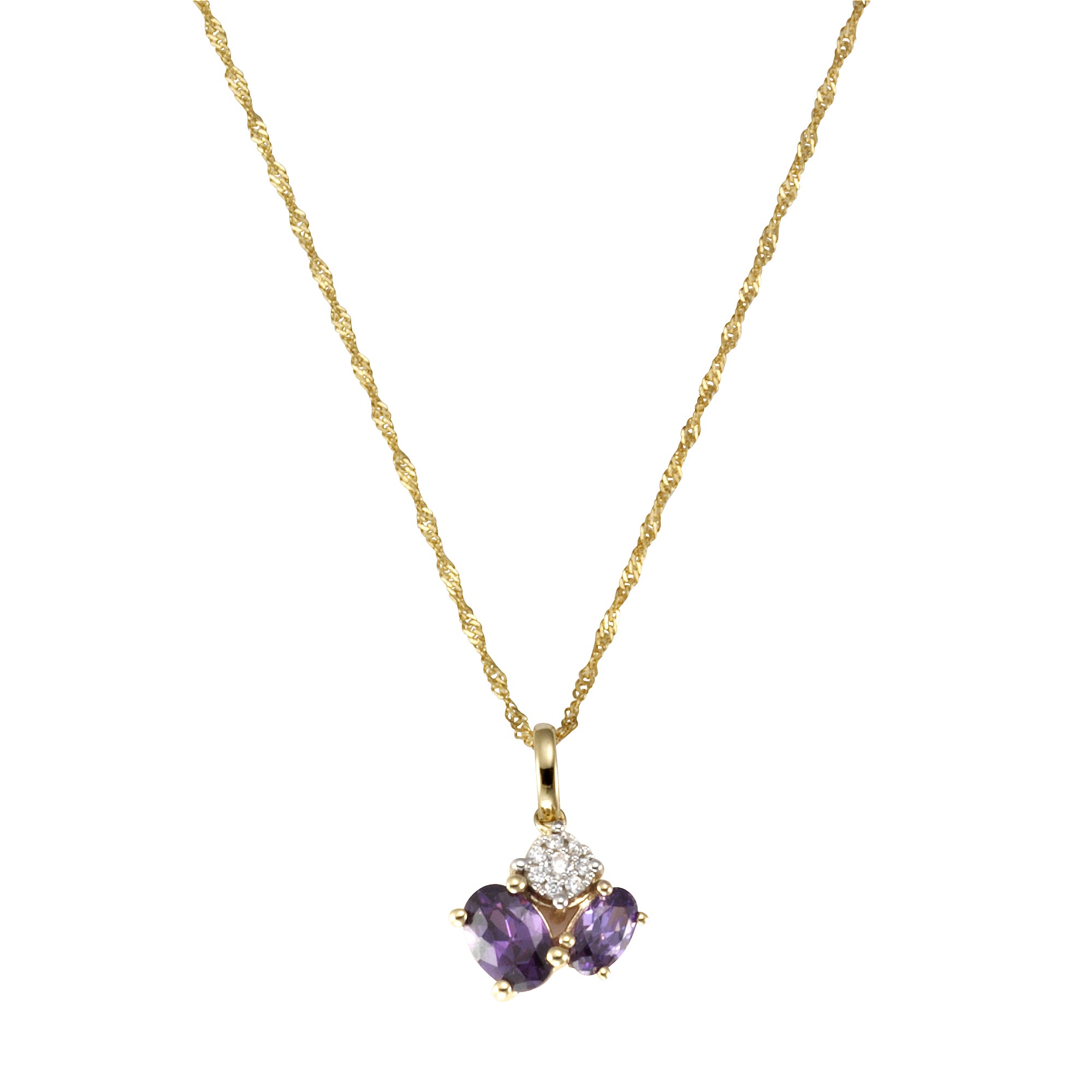 Halskette Gold 375 mit echtem Amethyst + Zirkonia