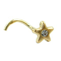 Nasenstecker 4 mm Stern mit Zirkonia weiß 14Kt GOLD