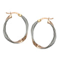 Creole Ohrring 26x21 mm oval bicolor rhodiniert diamantiert 9Kt Rotgold