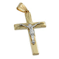 Anhänger 34x17mm Kreuz mit Jesus bicolor glänzend diamantiert 9Kt GOLD