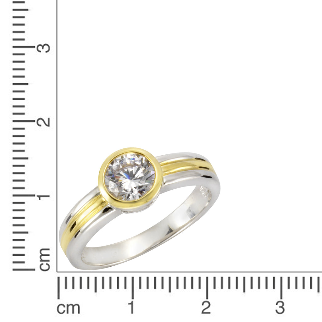 Ring 925 Sterling Silber zweifarbig Zirkonia