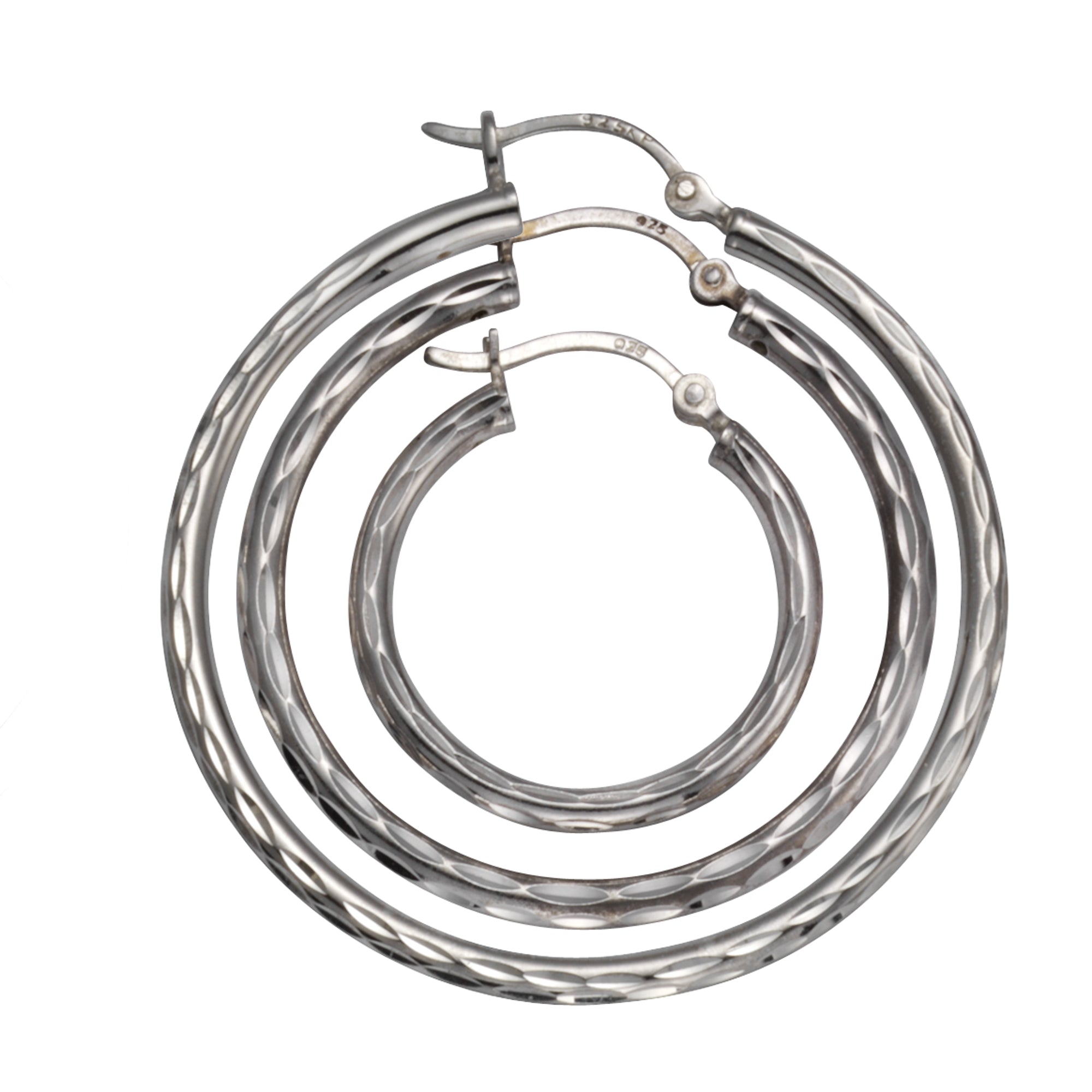 Creolen 925 Silber rhodiniert 40mm