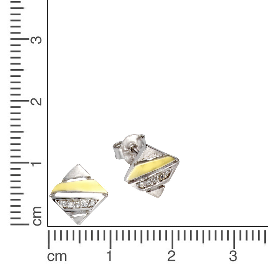 Ohrstecker 925 Silber zweifarbig Zirkonia