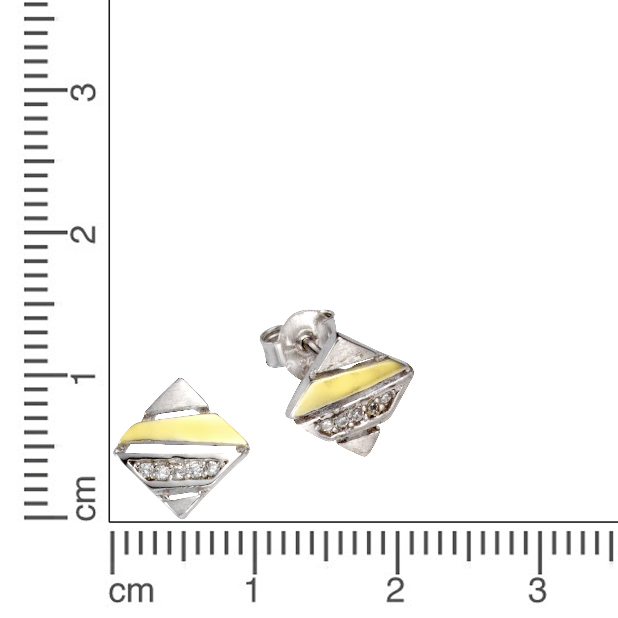 Ohrstecker 925 Silber zweifarbig Zirkonia