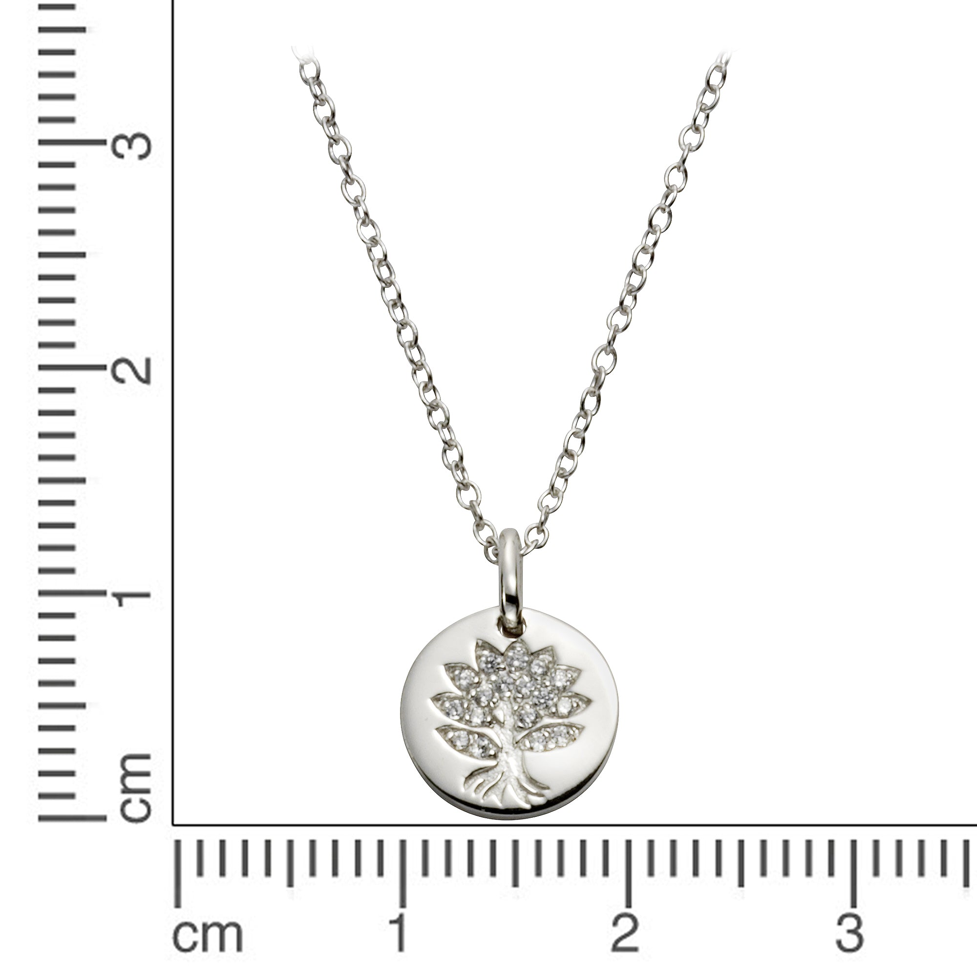Anhänger mit Kette 925 Sterling Silber rhodiniert Lebensbaum