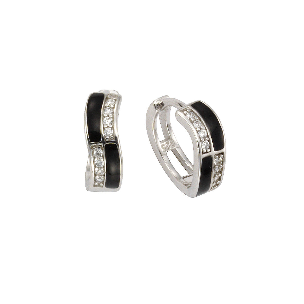 Klappcreolen 925/- Sterling Silber Zirkonia
