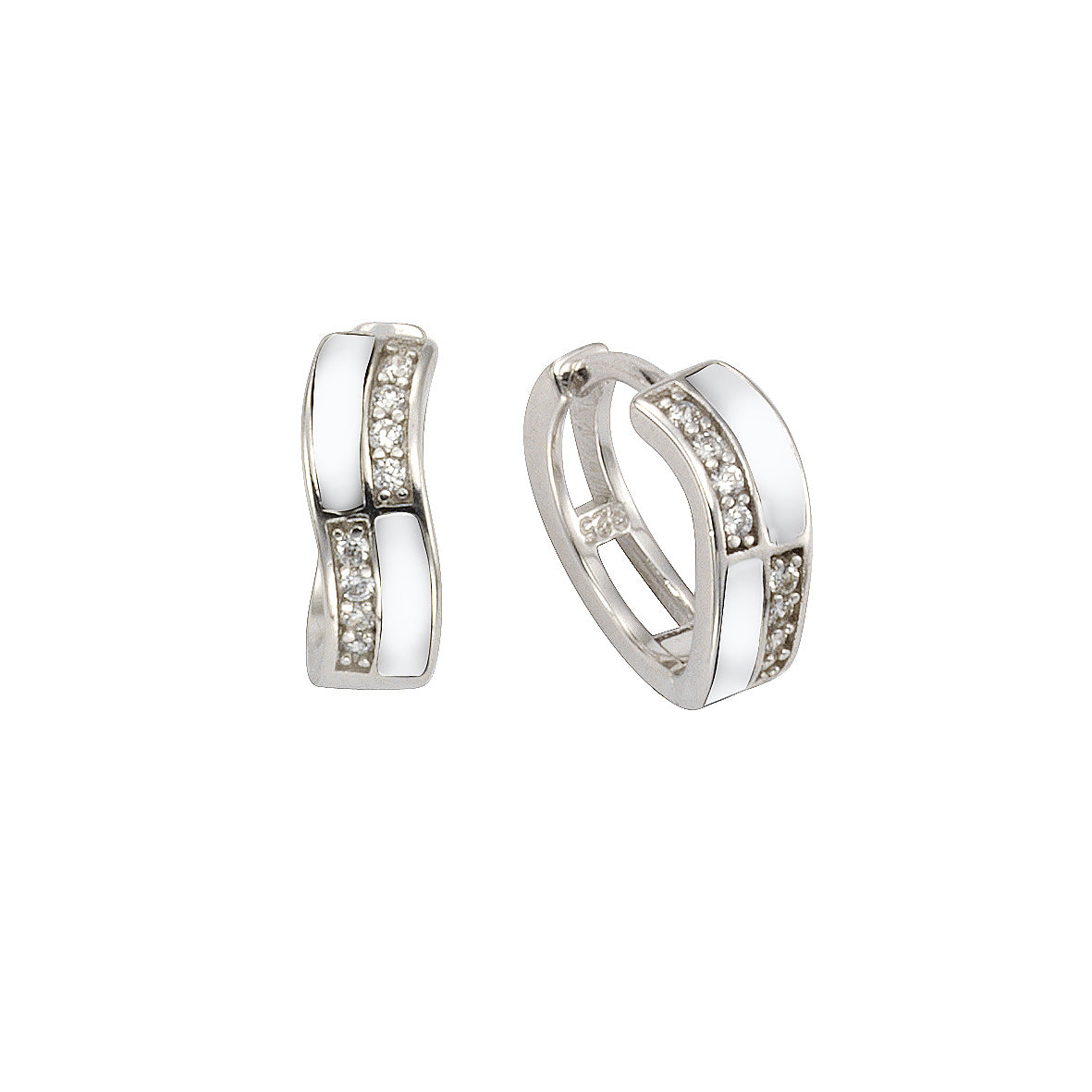 Klappcreolen 925/- Sterling Silber Zirkonia