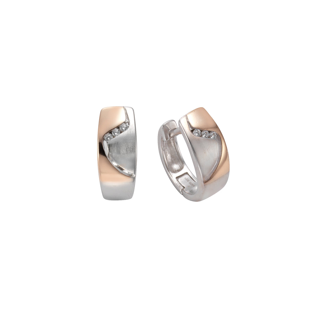 Klappcreolen 925 Silber bicolor Zirkonia