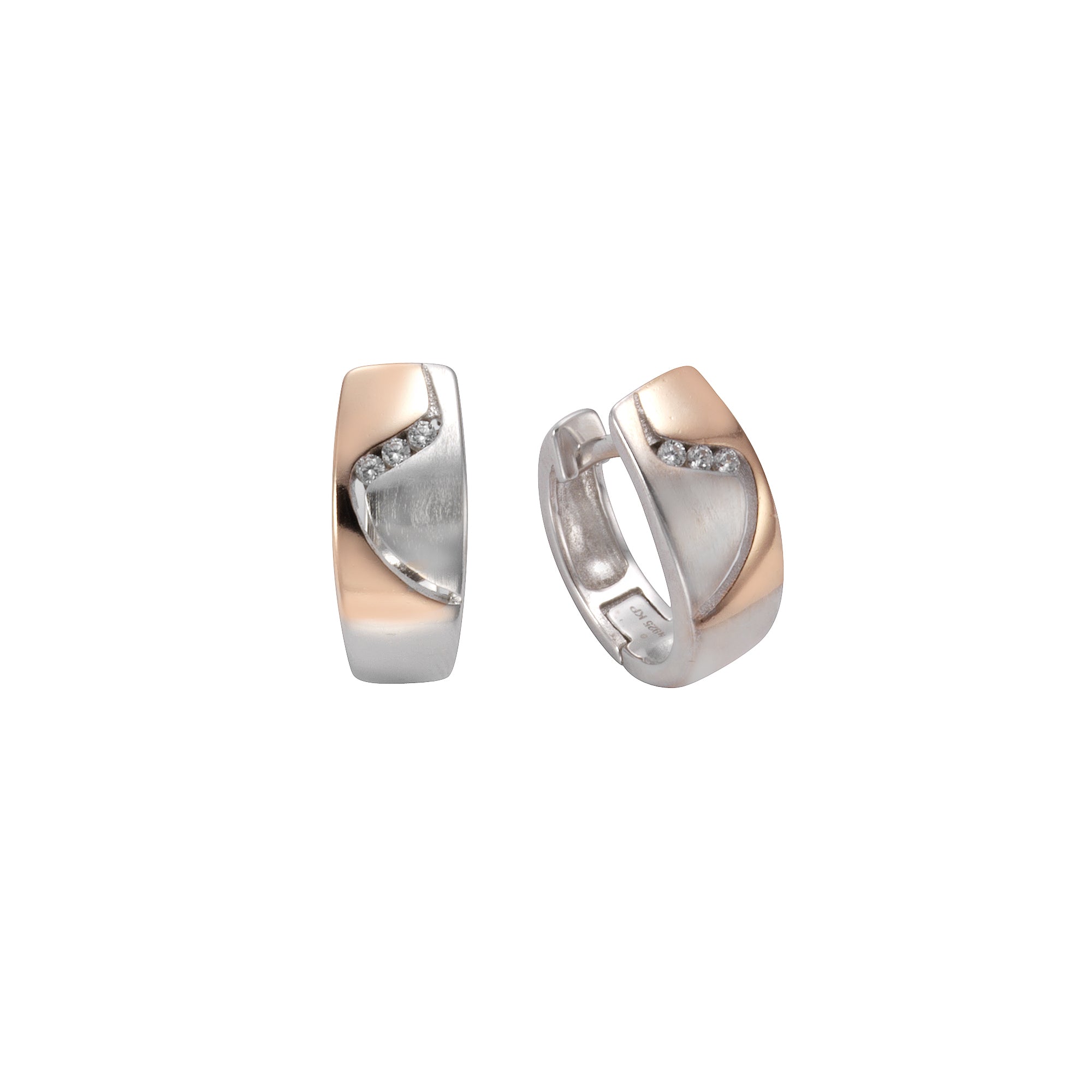 Klappcreolen 925 Silber bicolor Zirkonia