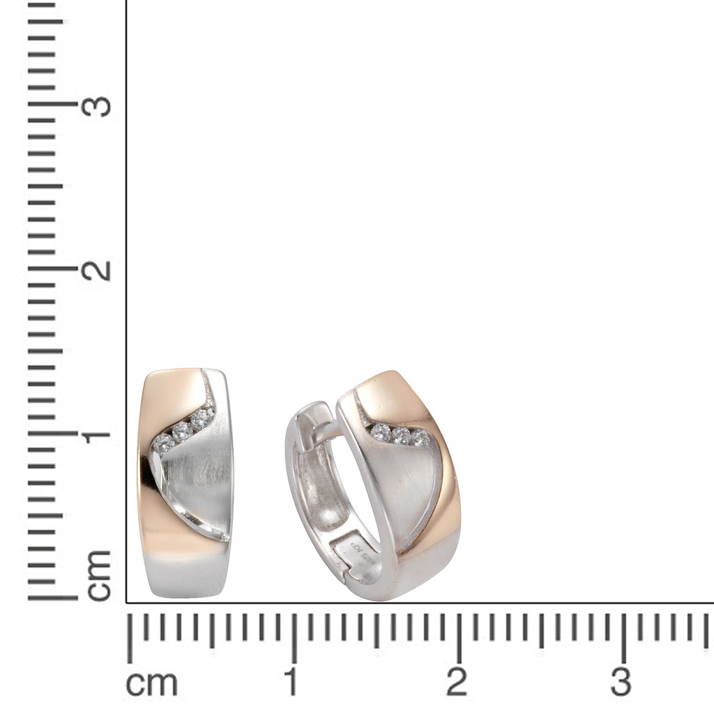 Klappcreolen 925 Silber bicolor Zirkonia