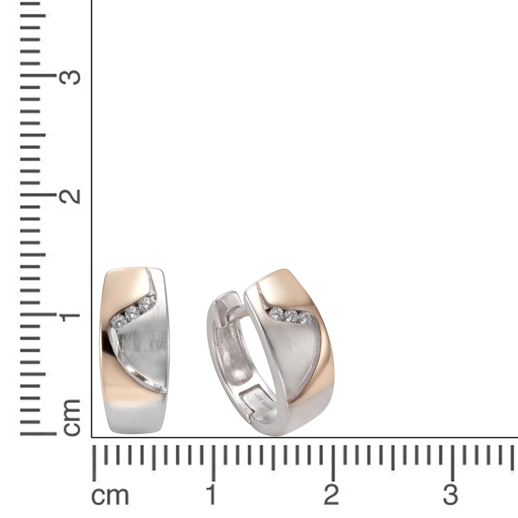Klappcreolen 925 Silber bicolor Zirkonia